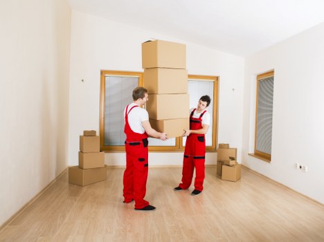 Packing boxes and protective materials arranged for a local relocation